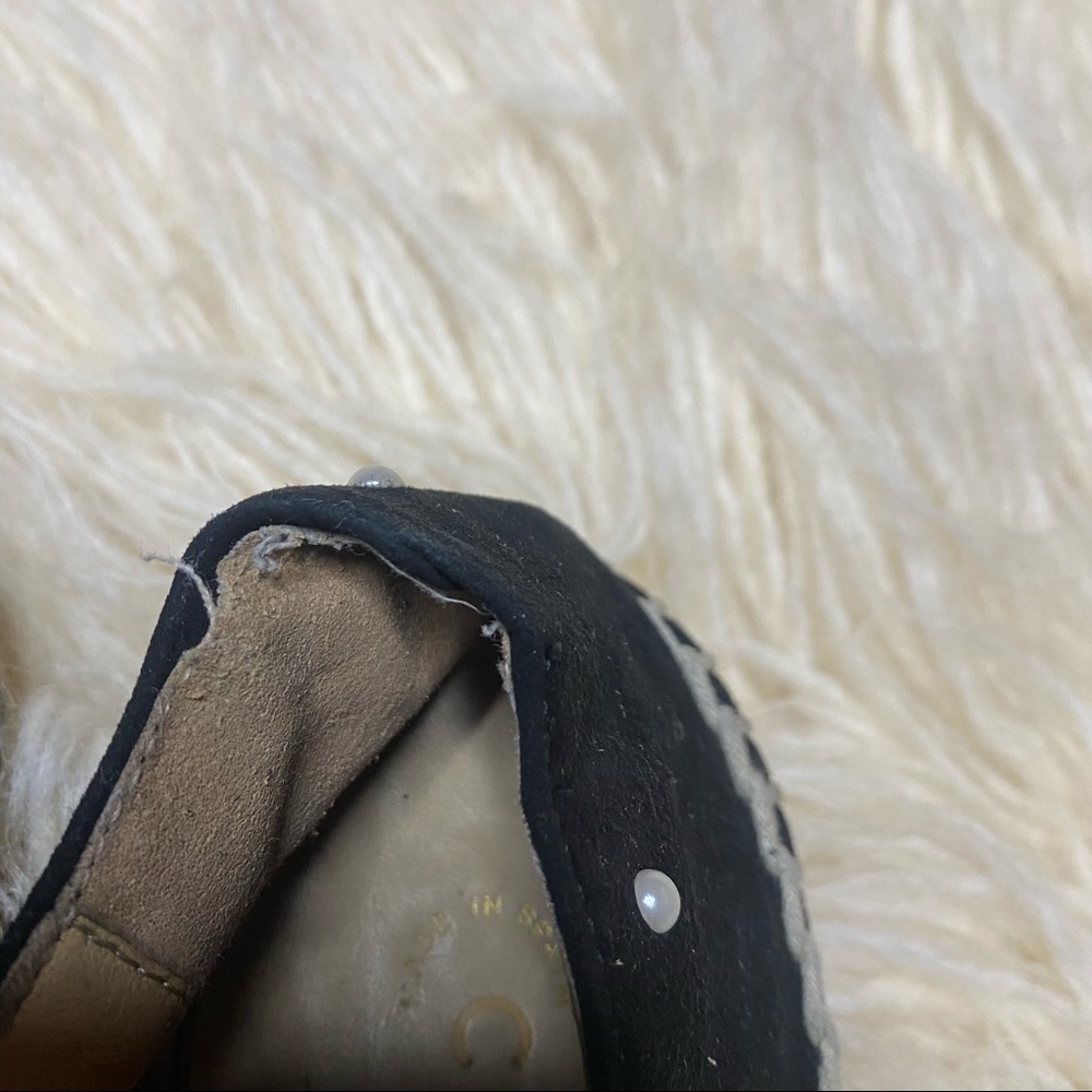 Chanel CC black suede pearl espadrille shoes 38 - Picture 3 of 8